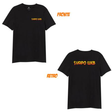 SVAPOWEB - Maglia T-Shirt di Cotone Manica Corta L - Nero
